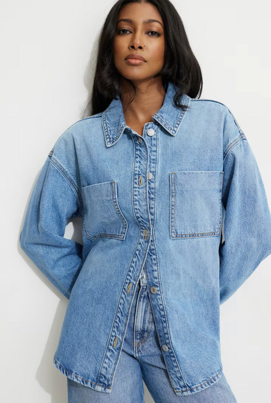 Dynamite Denim Button Up Denim Shirt  | Sz Large