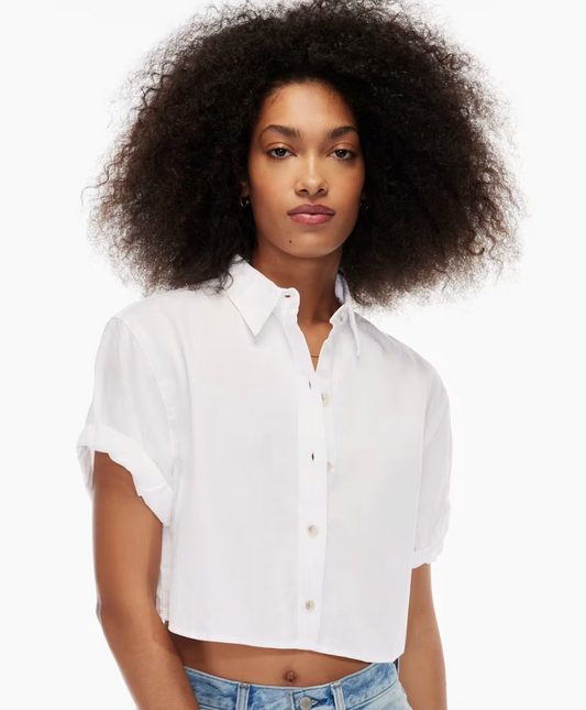 Denim Forum / Aritzia White Cropped Jane Shirt | Sz Medium