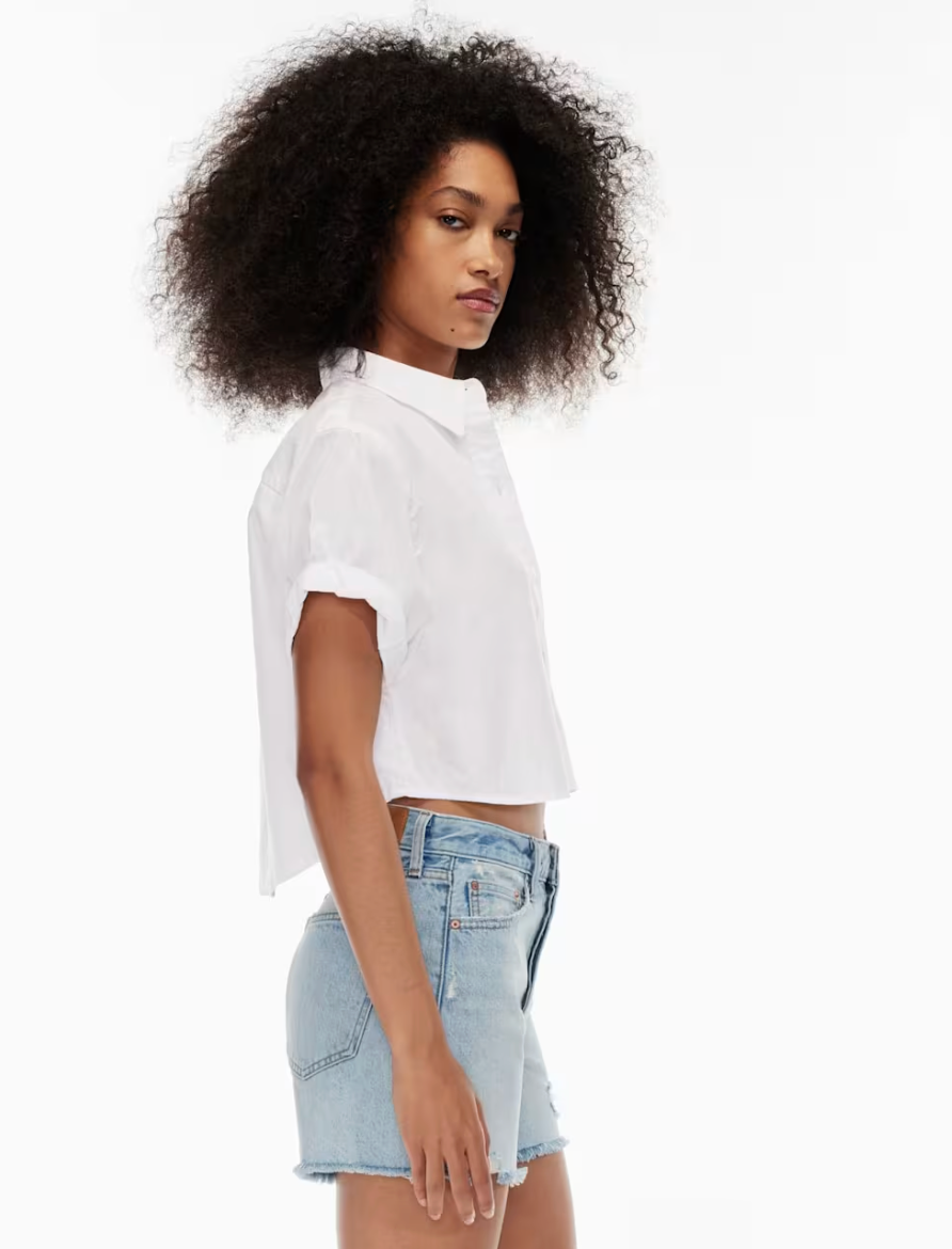 Denim Forum / Aritzia White Cropped Jane Shirt | Sz Medium