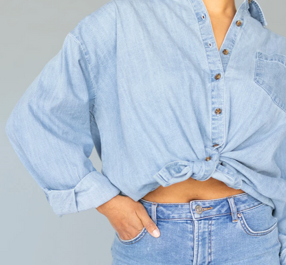 JillyBox X One Wednesday Chambray Oversized Top | Sz XXL