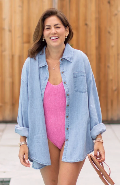 JillyBox X One Wednesday Chambray Oversized Top | Sz XXL