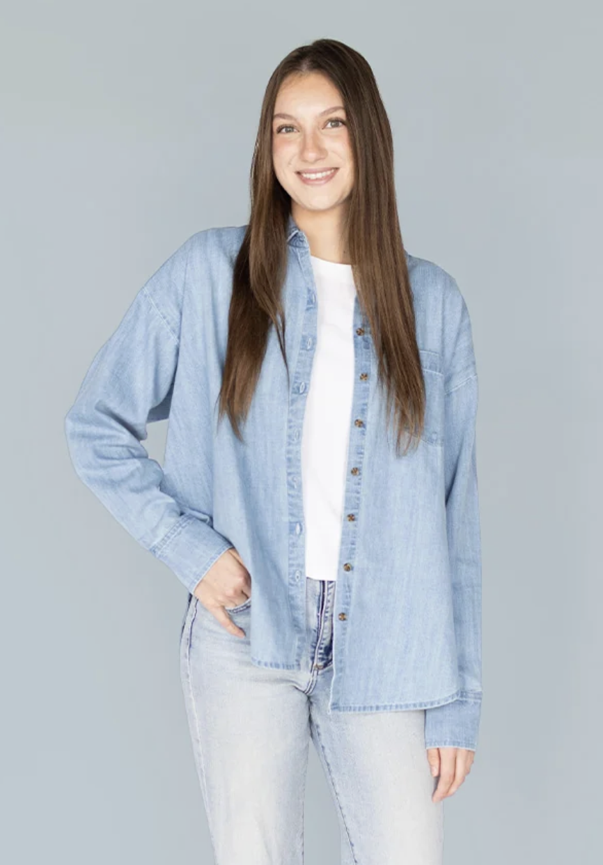 JillyBox X One Wednesday Chambray Oversized Top | Sz XXL