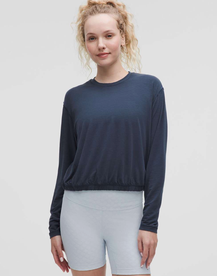 Lululemon Jersey Training Elastic-Hem Shirt in Blue | Sz Small