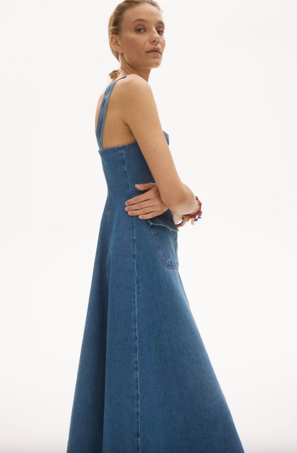 H&M Button-Front Denim Flared Dress | Sz Large