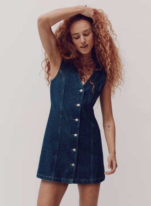 H&M Denim Sleeveless Button Front Vest Dress | Sz XL
