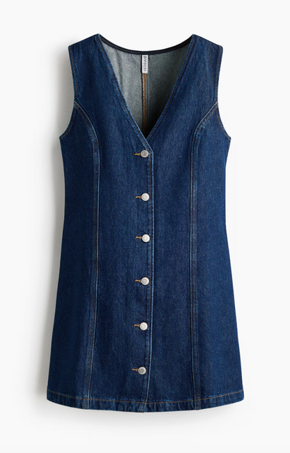 H&M Denim Sleeveless Button Front Vest Dress | Sz XL
