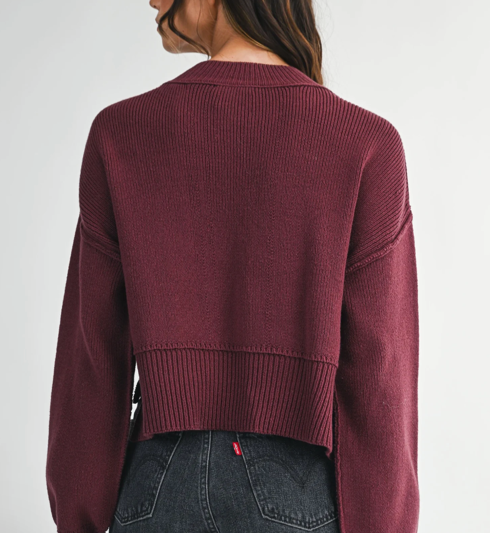 RD Style Cabernet Cropped Slouchy Sweater | Sz Medium