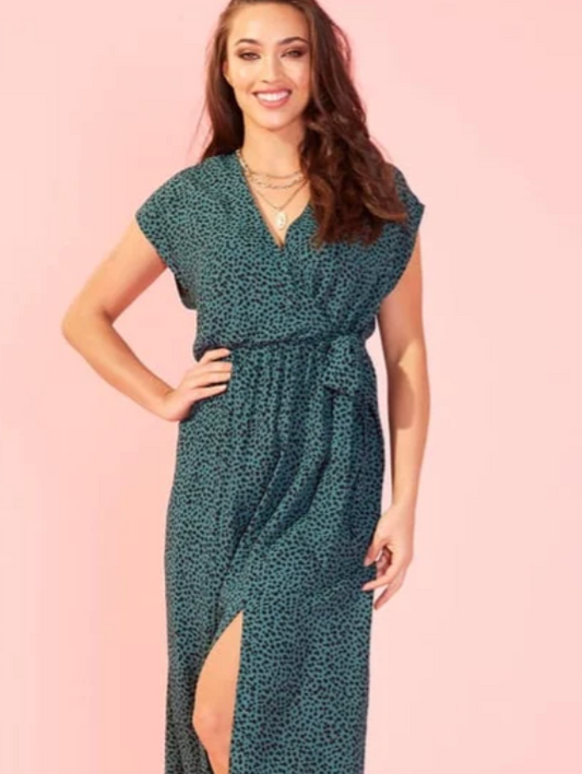 MINKPINK Teal Eyes Wide Wrap Dress | Sz Large