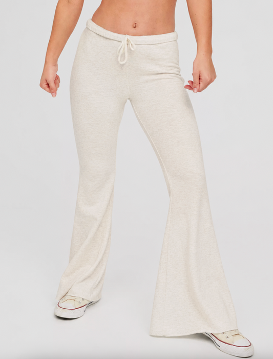 OFFLINE Aerie OTT Fleece Super Flare Pant (oatmeal/orange) | Sz Small (XS fit, flash