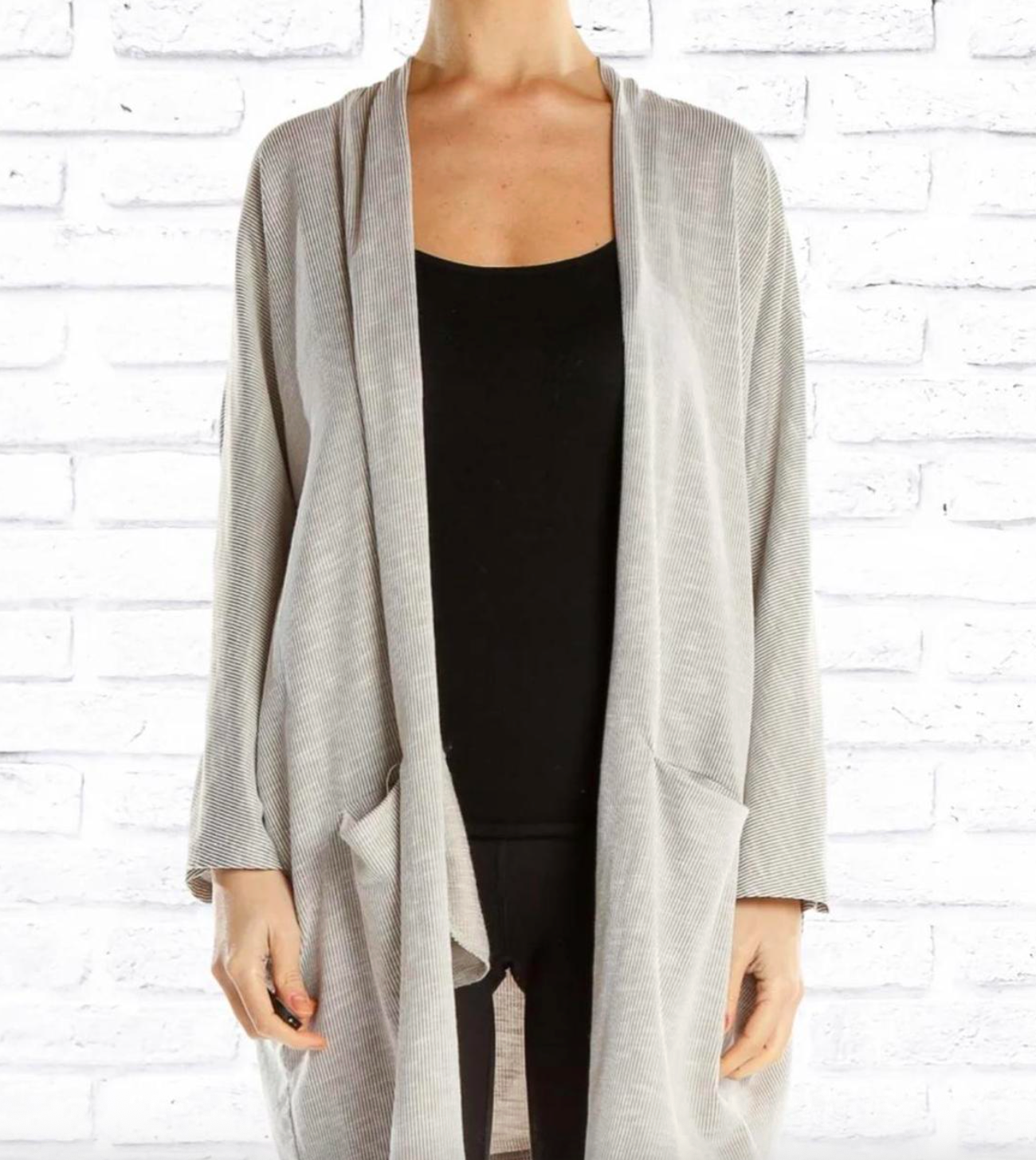 Donni Striped/Ribbed Relaxed Cardigan | OS (Medium fit)