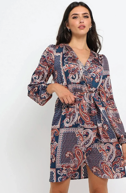 AngelEye Paisley Faux Wrap Dress NWT | Sz Small