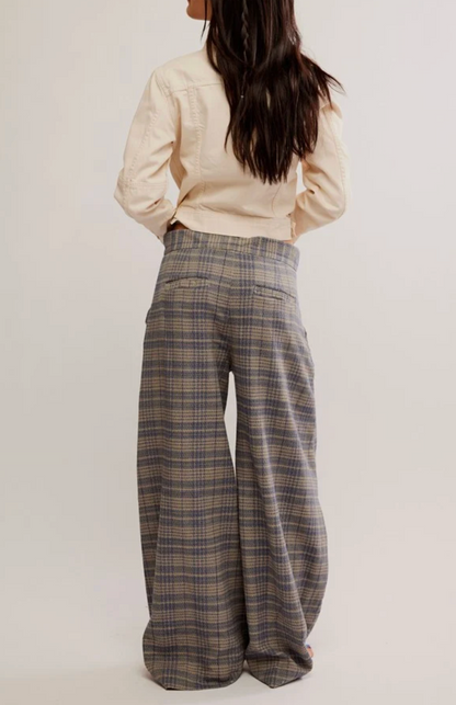 Free People Plaid Tegan Barrel Trousers | Sz Small (fits approx 26, 27)
