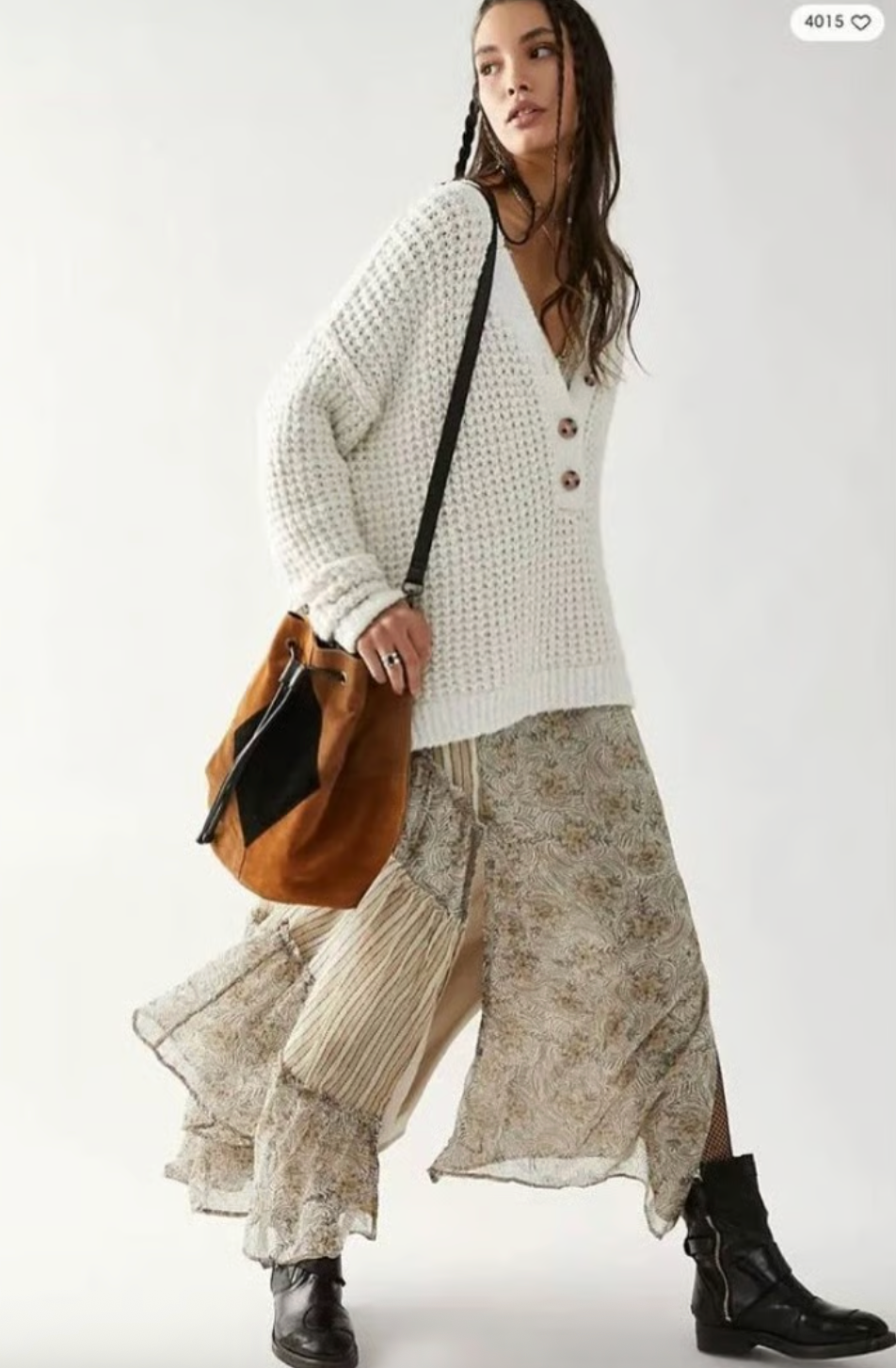 Free People Whistle thermal Henley Sweater | Sz XS (very oversized)