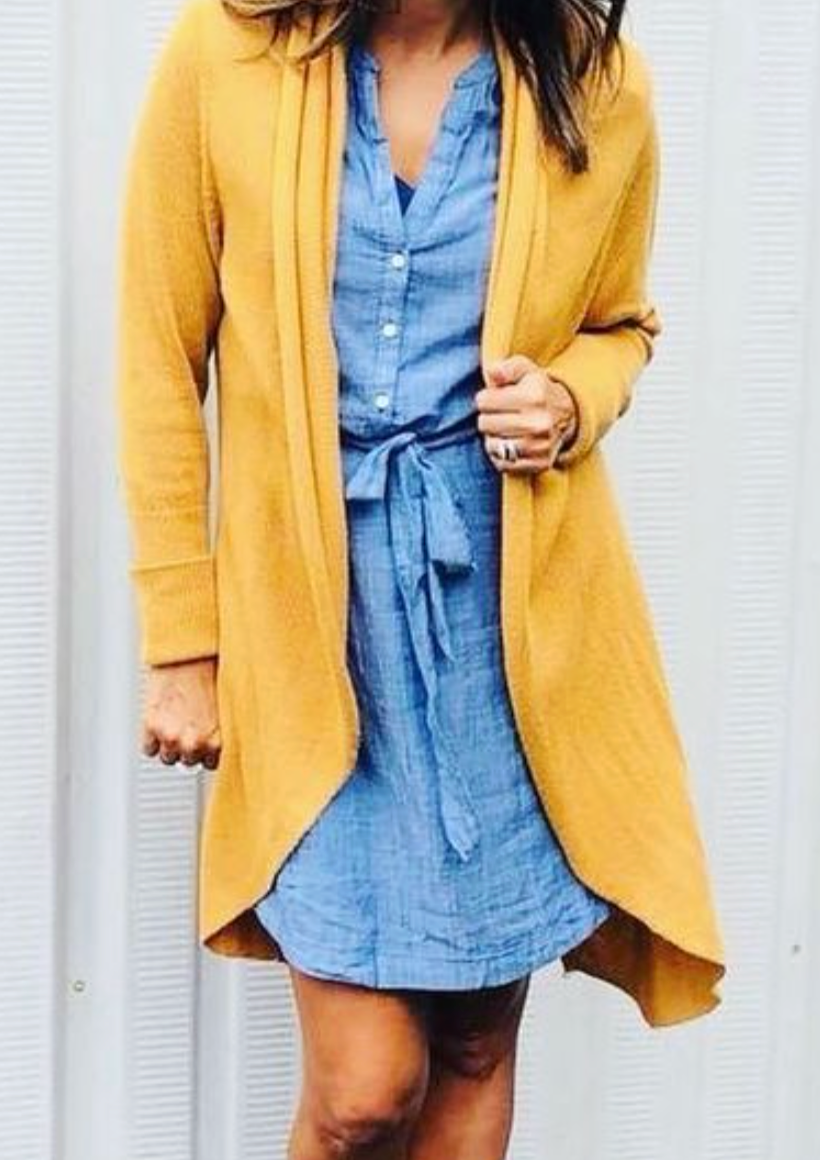 Pink Martini Yellow Long Cardigan | Sz Small (oversized)