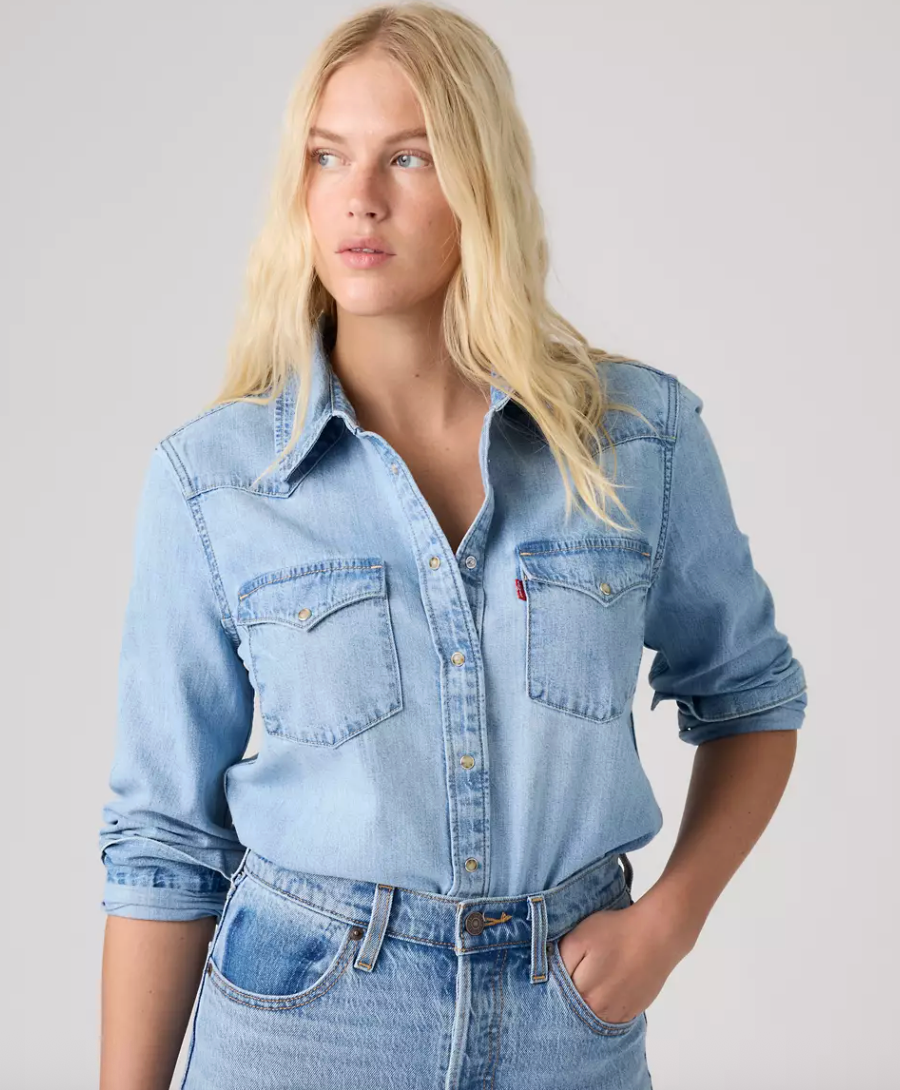 Levi's Heritage Western Denim Button Down Shirt Light/Stonewash | Sz XL