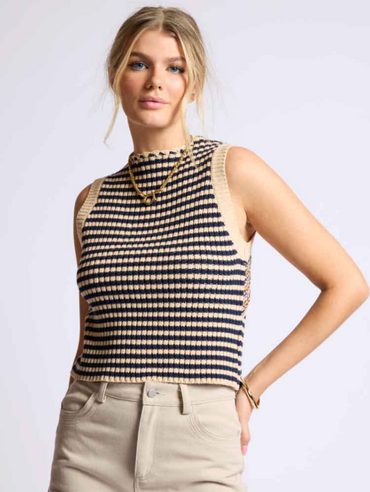 Sage the Label Ribbed Knit Vest Braided Detail | Sz Small (reversible)