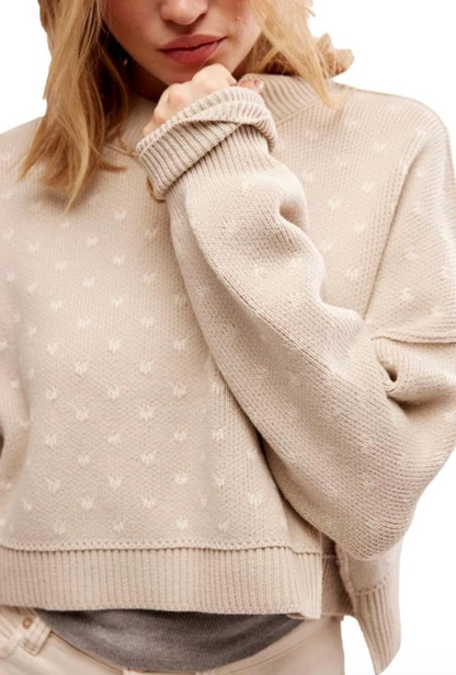 Free People Easy Street Patterned Crop Sweater | Sz Medium