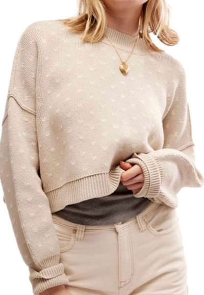 Free People Easy Street Patterned Crop Sweater | Sz Medium