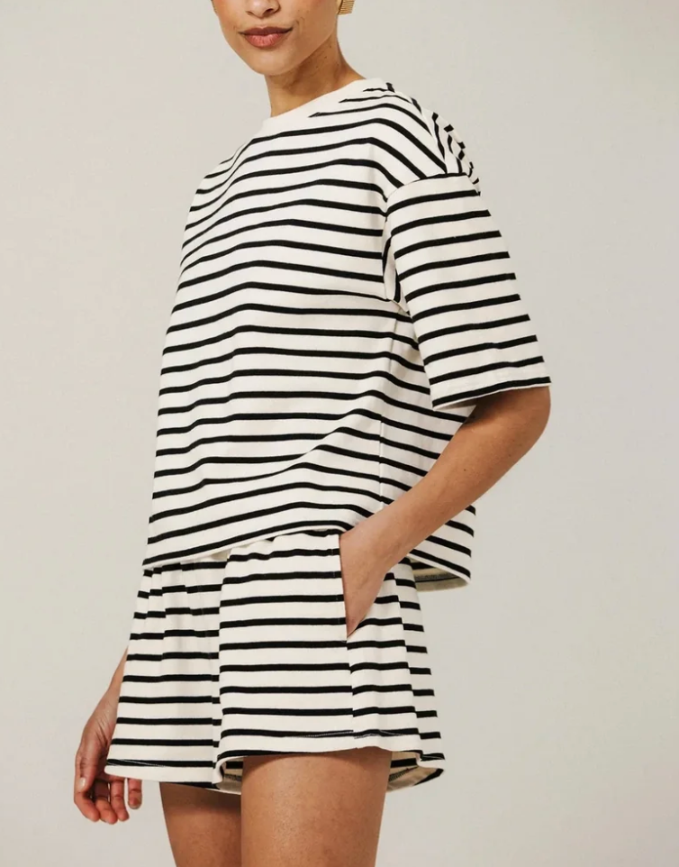 Brunette the Label Striped T-shirt (shorts for set available) | Sz XS/S