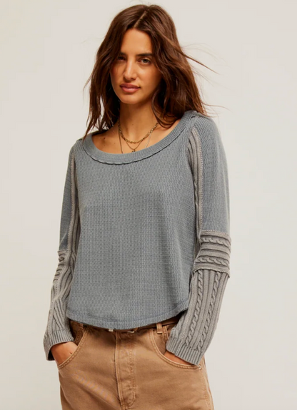 Free People Singing Cable Cuff Weathervane Combo Shirt | Sz Small (slightly oversized)