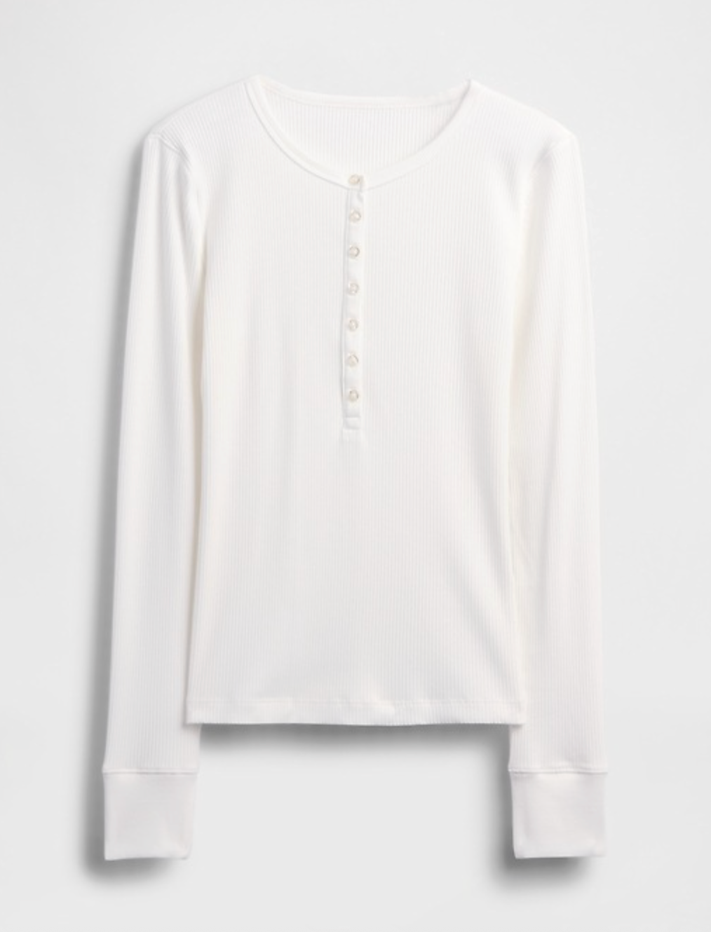 Gap Modern Rib Henley White Long Sleeve T-Shirt | Sz Small