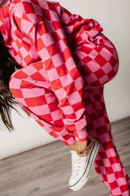 Ampersand Ave Check Sweatsuit Set (Pink & Brown*) | Sz XS/S