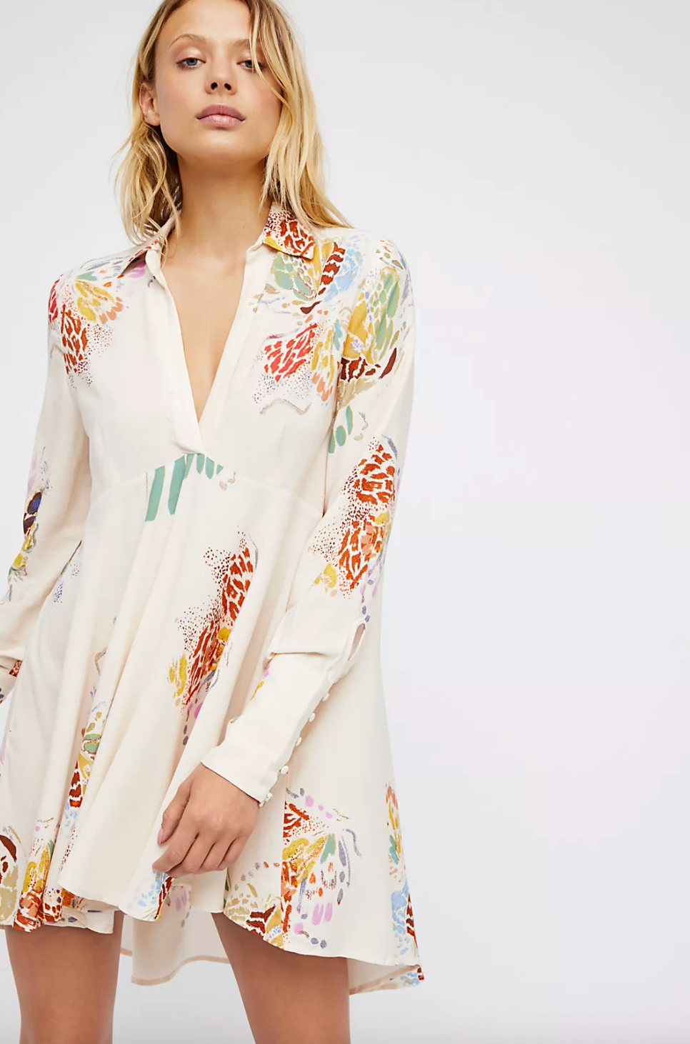 Free People Field Of Butterflies Tunic in Ivory | Sz Small (oversized)