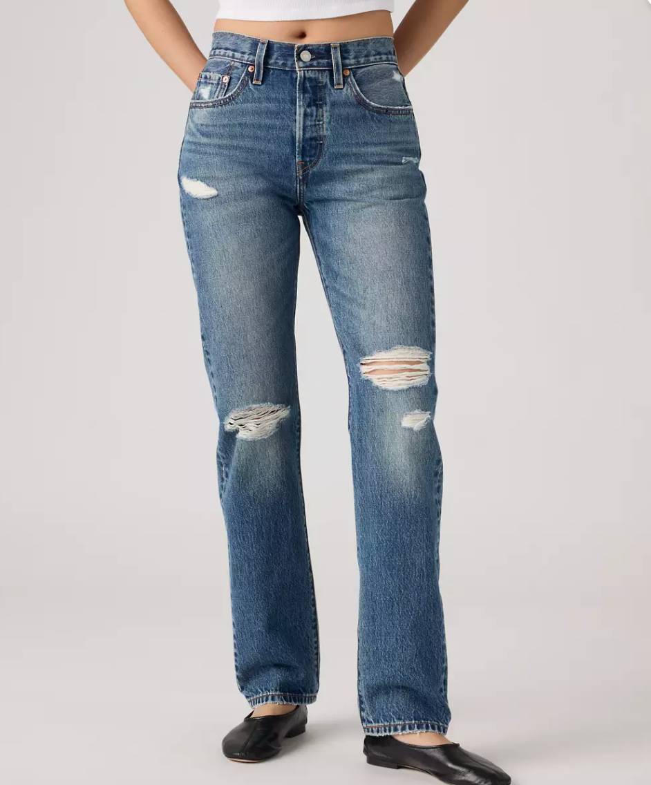 Levi's 501 Original Fit Light/med-Wash Distressed Jeans | Sz 28 (fits 27/28)