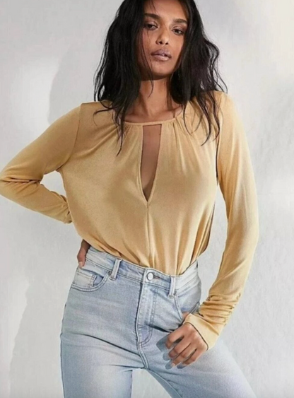 Intimately Free People Kaya Gold Keyhole Bodysuit | Sz XS (oversized)