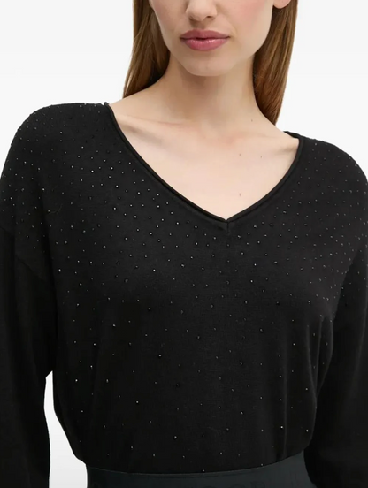 Joseph Ribkoff Soft V-neck Studded Sweater | Sz Medium (oversized)