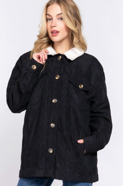 Love Tree Corduroy Sherpa Lined Jacket | Sz Medium