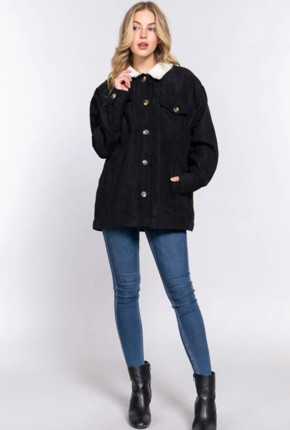 Love Tree Corduroy Sherpa Lined Jacket | Sz Medium