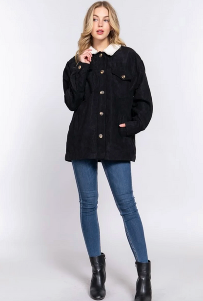 Love Tree Corduroy Sherpa Lined Jacket | Sz Medium