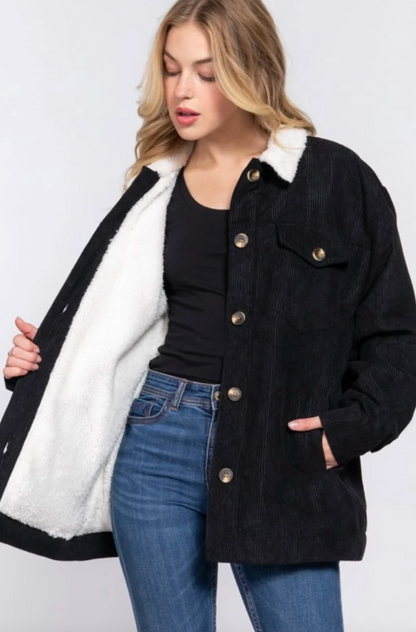 Love Tree Corduroy Sherpa Lined Jacket | Sz Medium