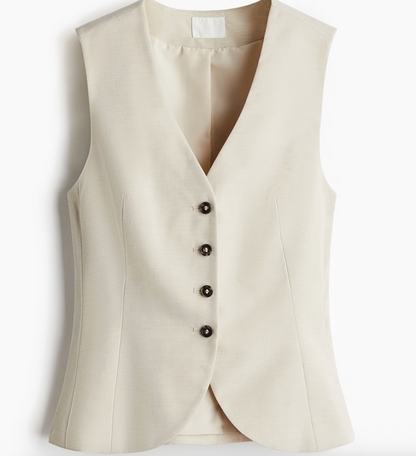 H&M Ivory Button Up Suit Vest | Sz Small (may fit Medium)