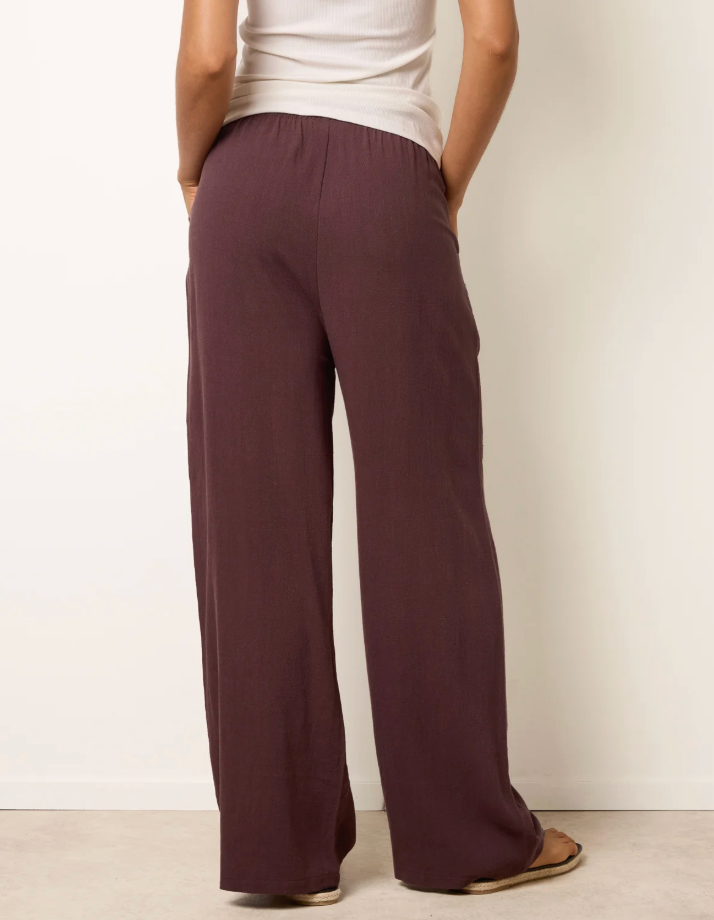 A New Day Linen Blend Brown Drawstring Pants | Sz XS (oversized)