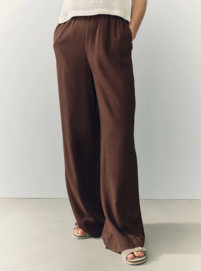 A New Day Linen Blend Brown Drawstring Pants | Sz XS (oversized)
