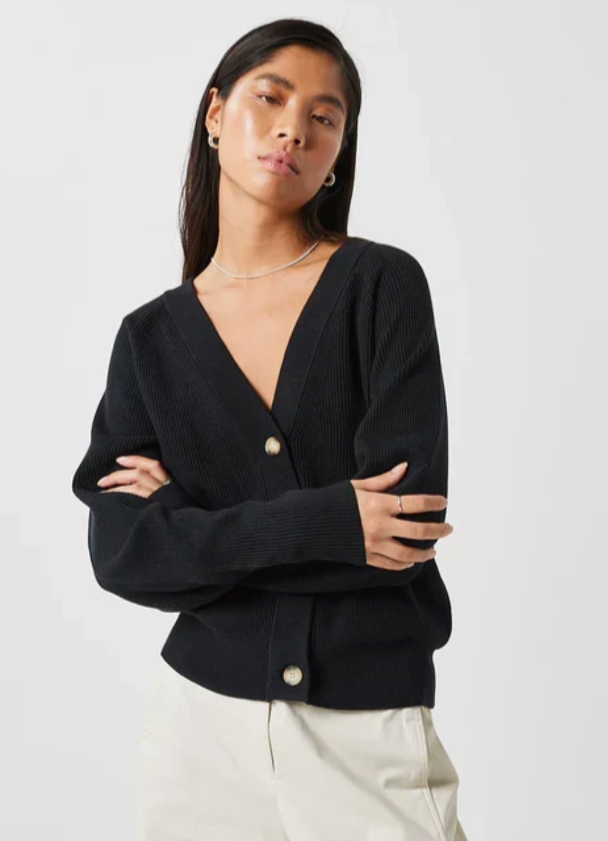 Minimum Cardine Ribbed Cardigan in Black | Sz Medium
