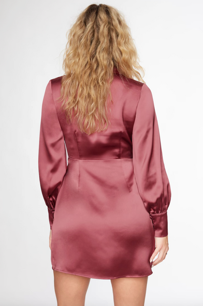 Dynamite Tassia Satin Collared Wrap Mini Dress | Sz 2