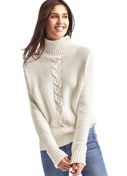Gap Cable Knit Ivory Turtleneck  | Sz Medium (oversized)