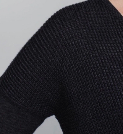 Lululemon The Sweater Life Waffle Knit Dark Grey/Black Top | Sz Large