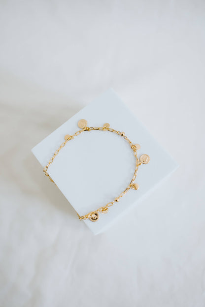 Sydney Rose Co: Gold Coin Charm Anklet - 18k Gold Filled (Bestseller)