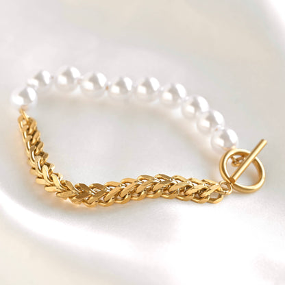 BEJ Mixed Franco and Pearl Toggle Bracelet