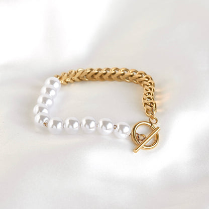 BEJ Mixed Franco and Pearl Toggle Bracelet