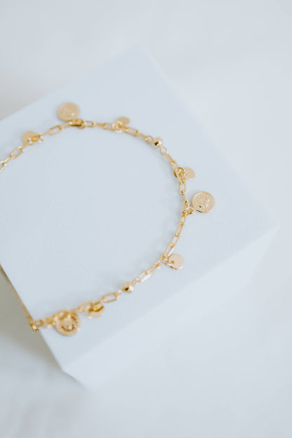 Sydney Rose Co: Gold Coin Charm Anklet - 18k Gold Filled (Bestseller)