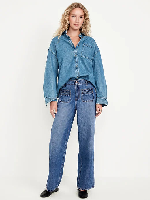 Old Navy HR Baggy Wide Leg / Pocket Jeans | Sz 14 (N05N18)