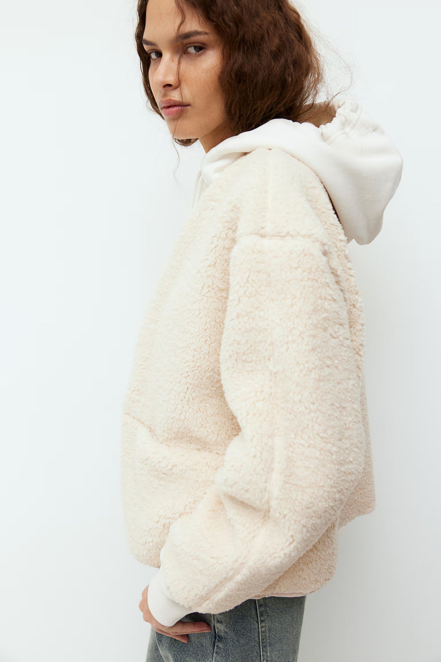 H&M Teddy Fleece Snap Up Jacket | Small (oversized)