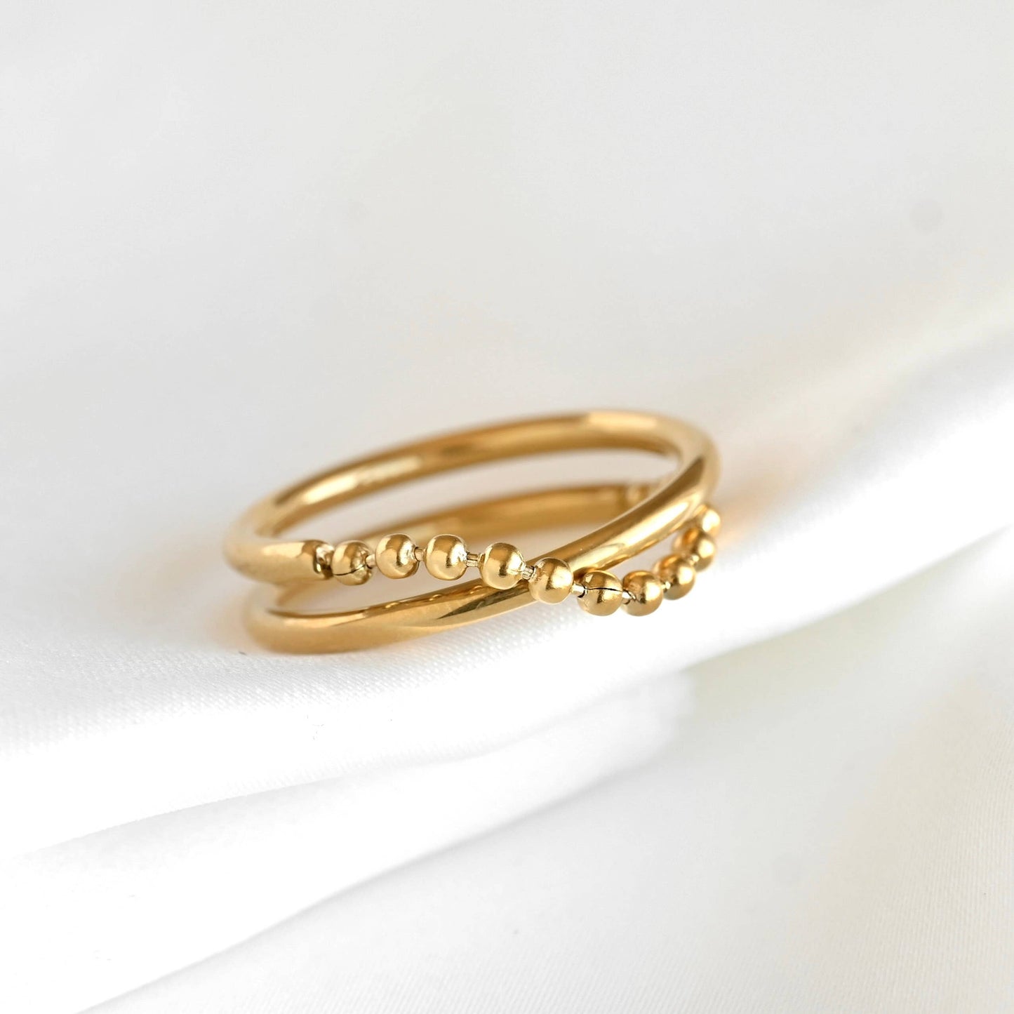 BEJ Beaded X Criss Cross Ring (sz 7)