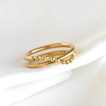 BEJ Beaded X Criss Cross Ring (sz 7)
