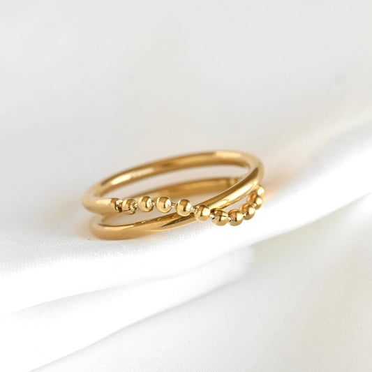 BEJ Beaded X Criss Cross Ring (Sz 6)